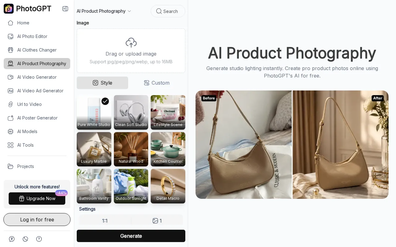 PhotoGPT's AI Product Photography — preview screenshot