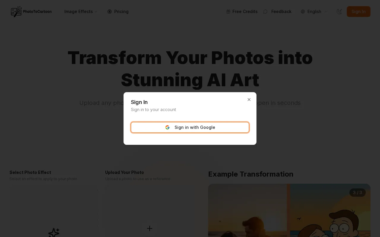 PhotoToCartoon — preview screenshot