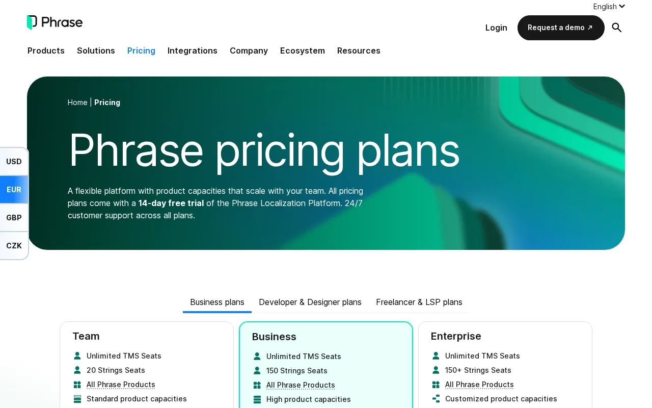 Phrase — pricing page