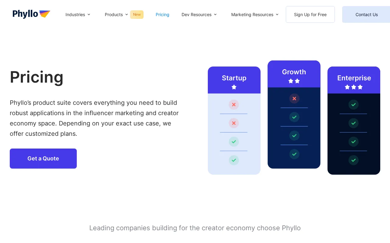 Phyllo — pricing page