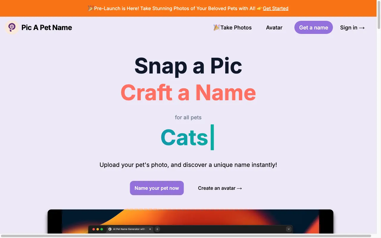 Pic A Pet Name — preview screenshot