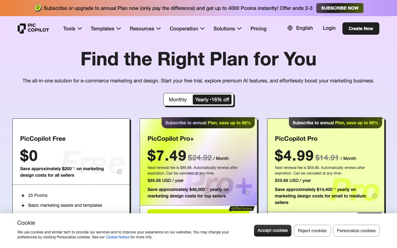 Pic Copilot — pricing page