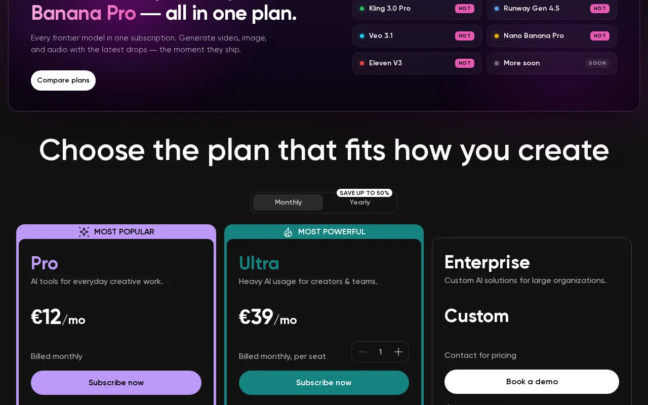 Picsart — pricing page