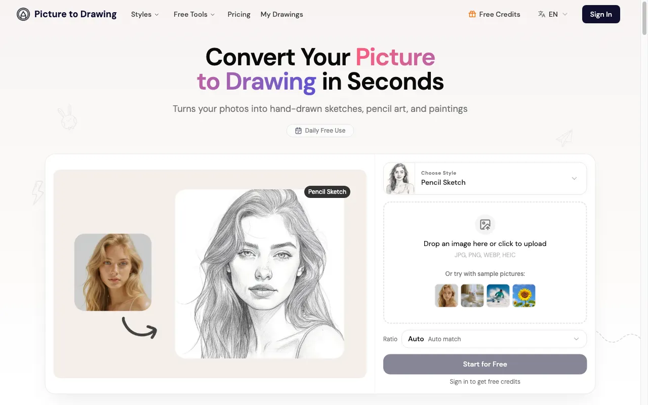 Picture to Drawing — preview screenshot