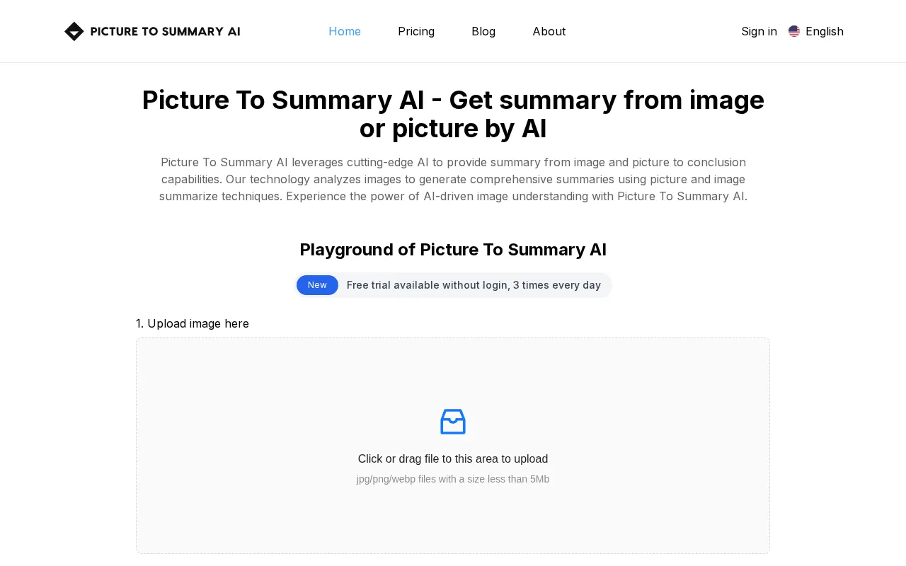 Picture To Summary AI — preview screenshot