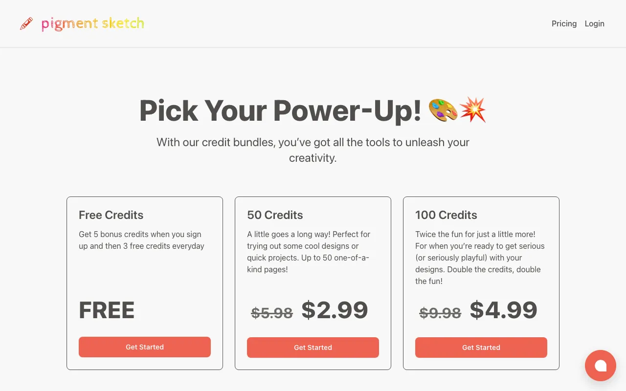 Pigment Sketch — pricing page