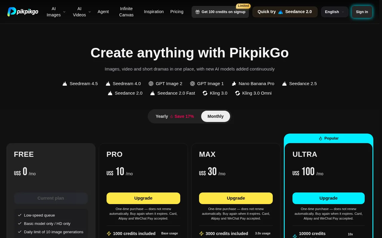 PikpikGo — pricing page