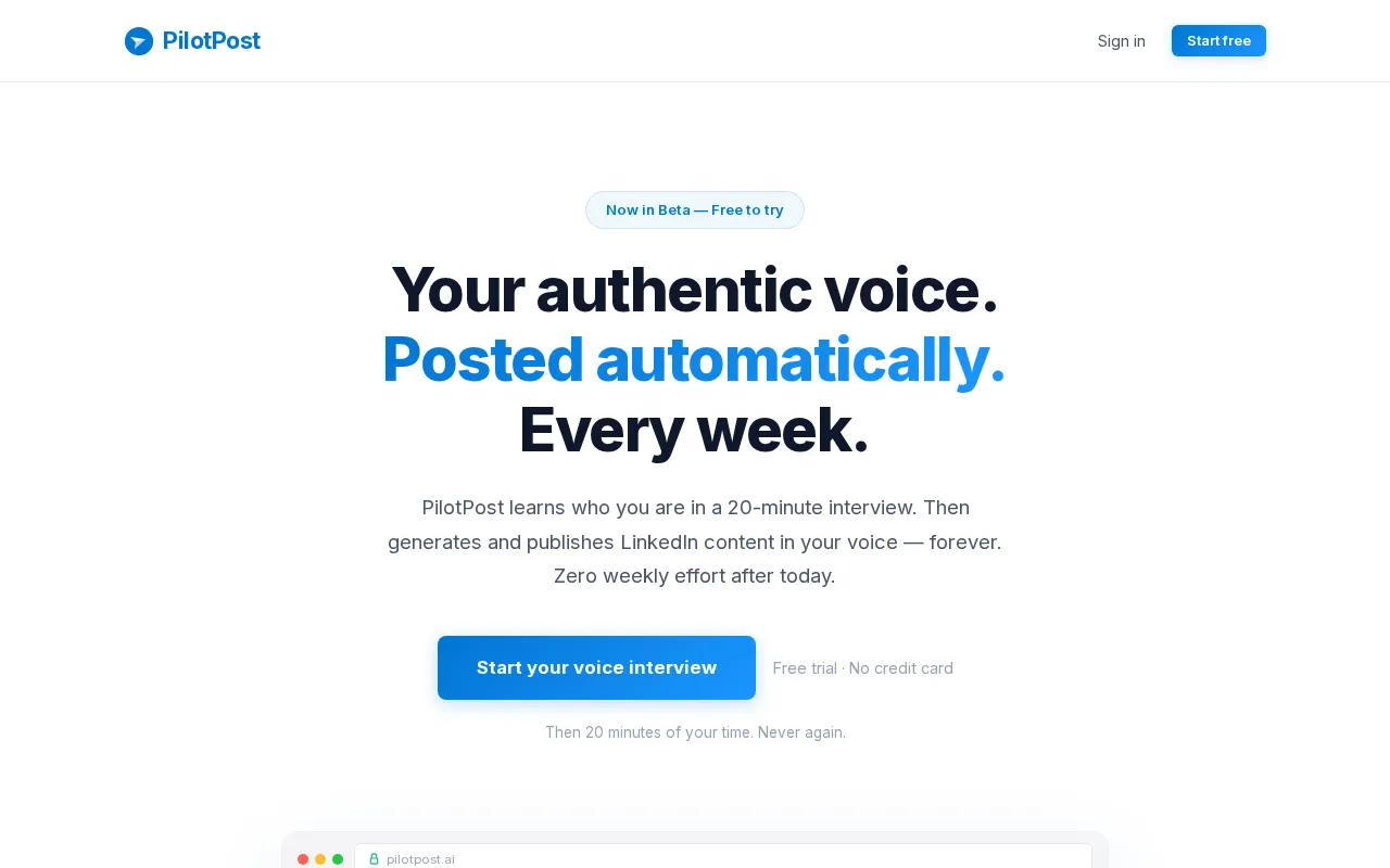 PilotPost — preview screenshot
