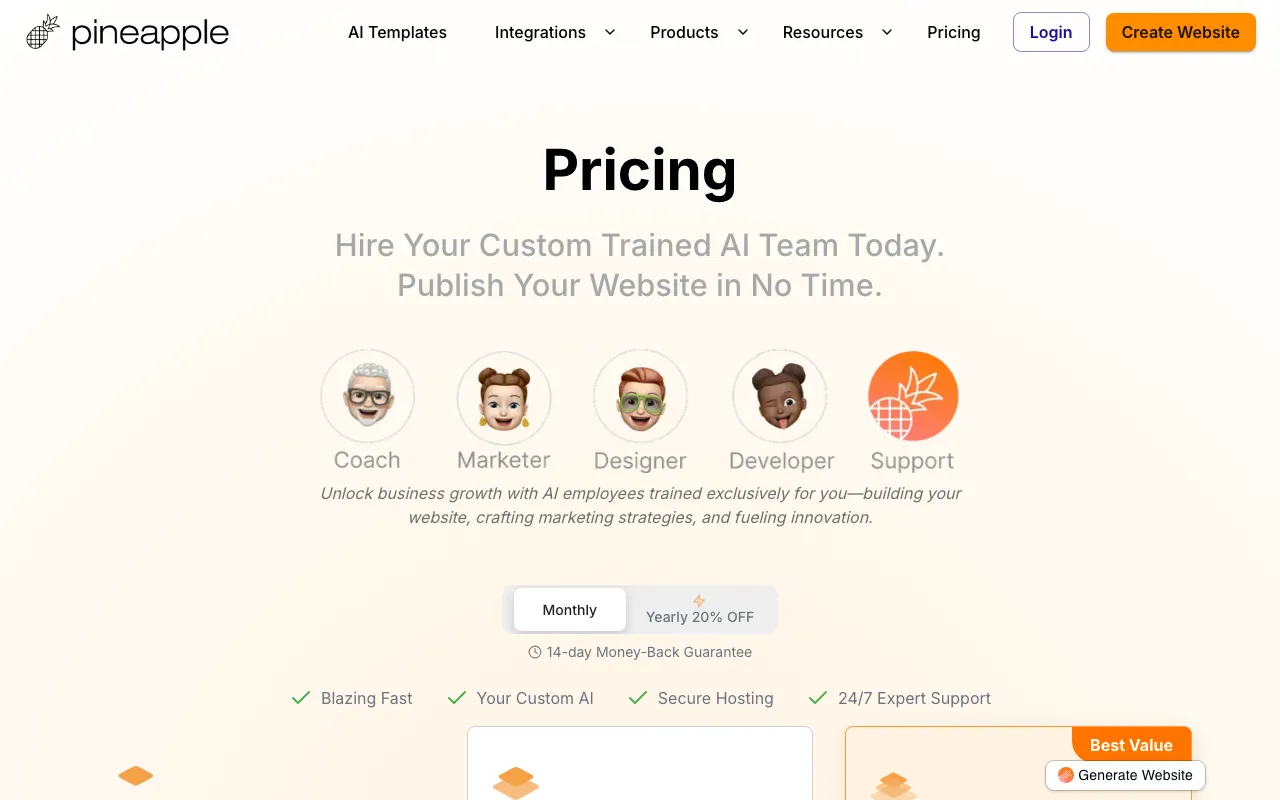Pineapple Builder — pricing page