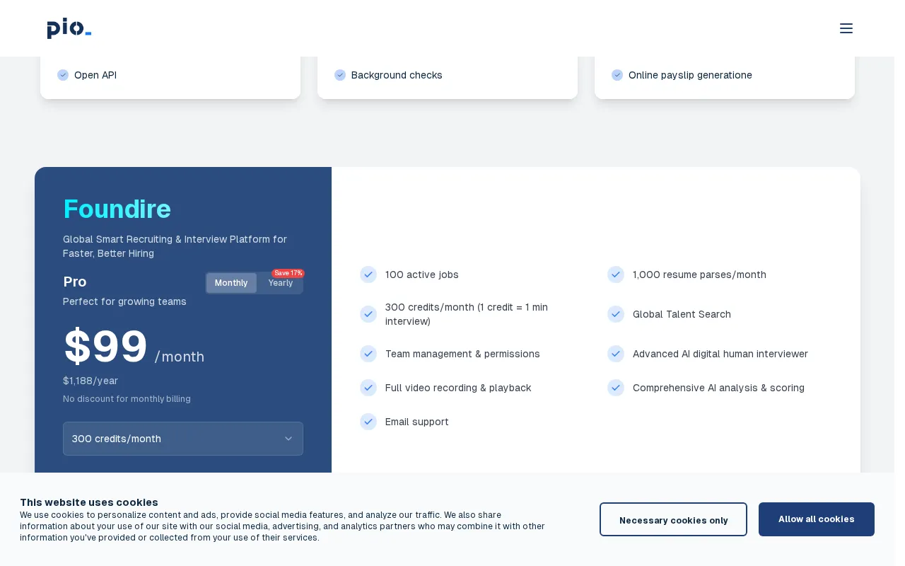 PIO — pricing page
