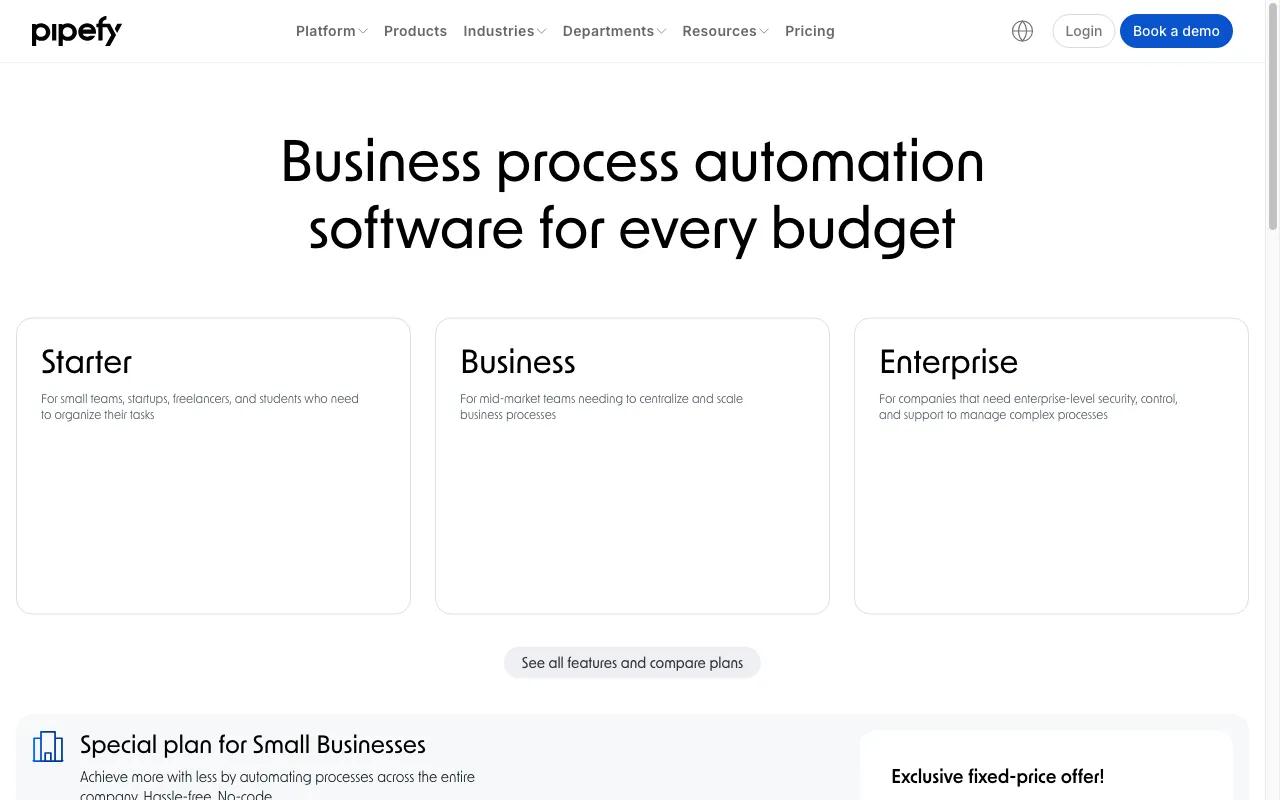 Pipefy — pricing page