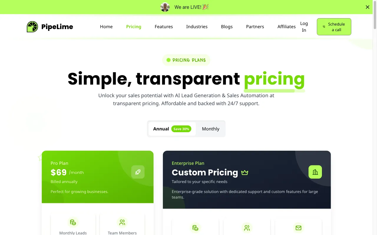 Pipelime — pricing page