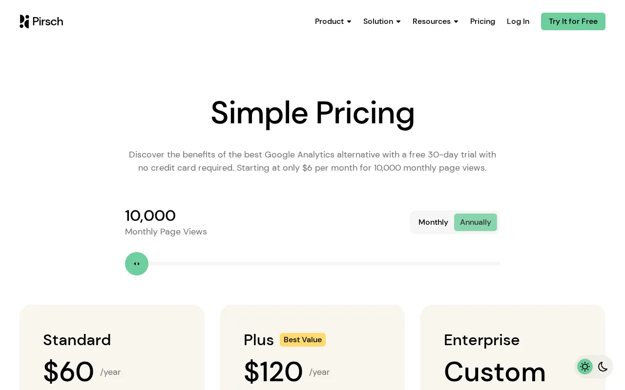 Pirsch Analytics — pricing page