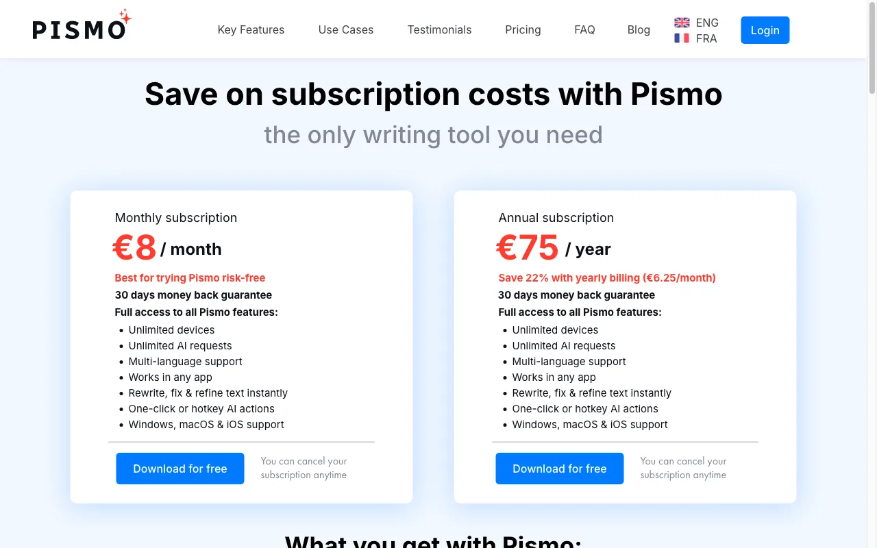 Pismo — pricing page