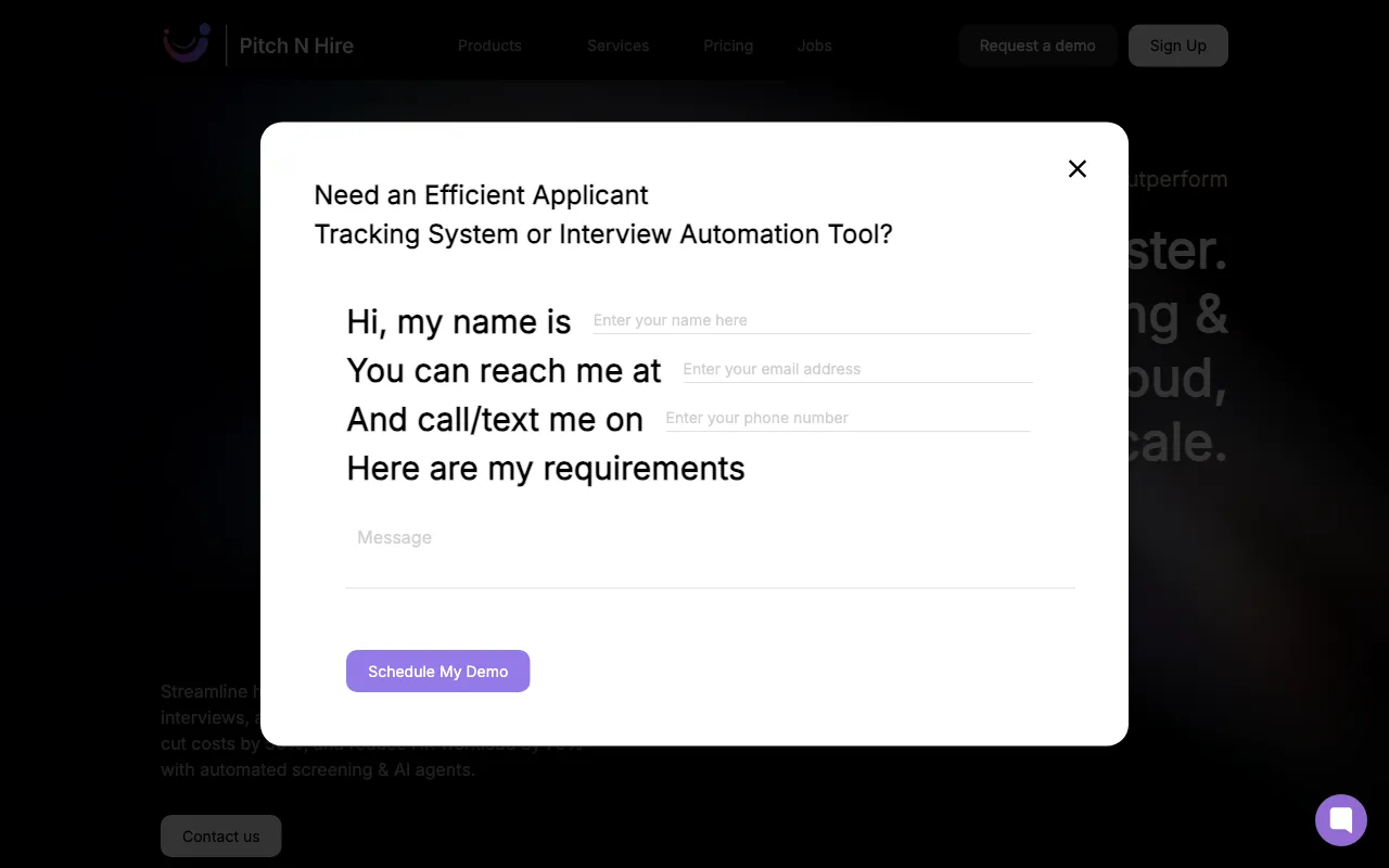 Pitch N Hire Applicant Tracking Software — preview screenshot