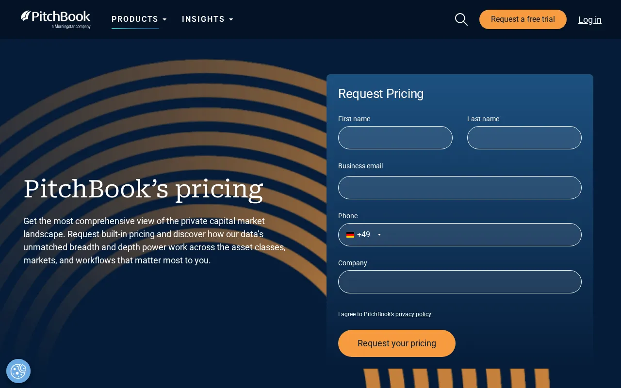Pitchbook — pricing page