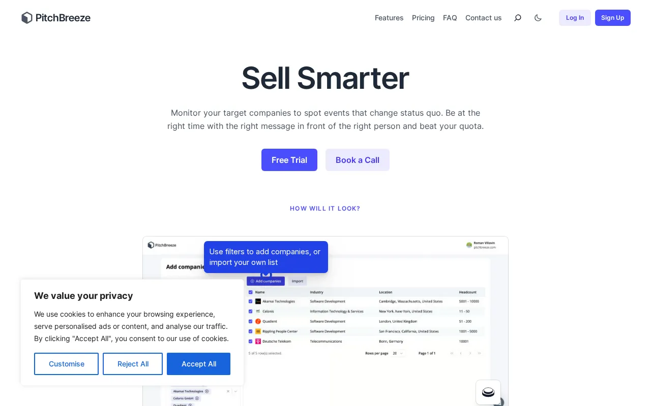 PitchBreeze — preview screenshot