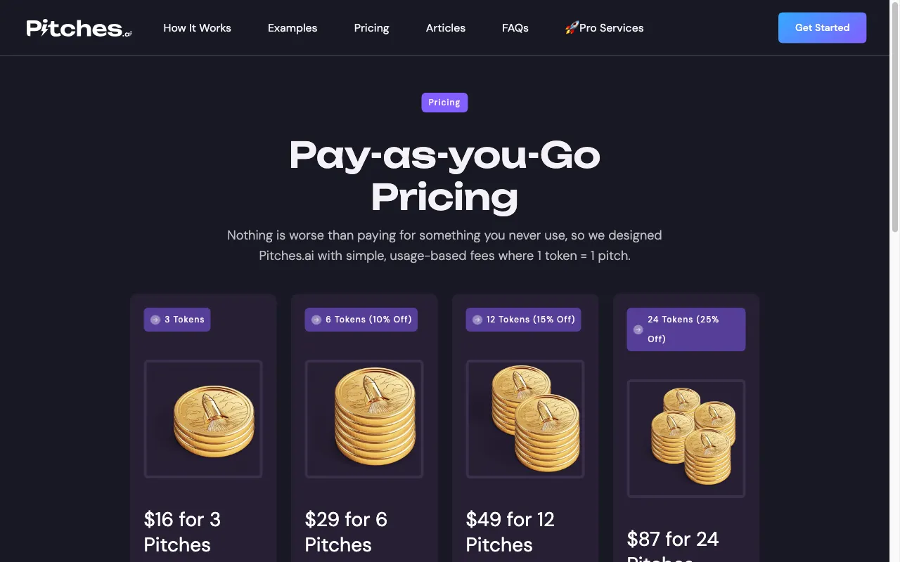 Pitches.ai — pricing page
