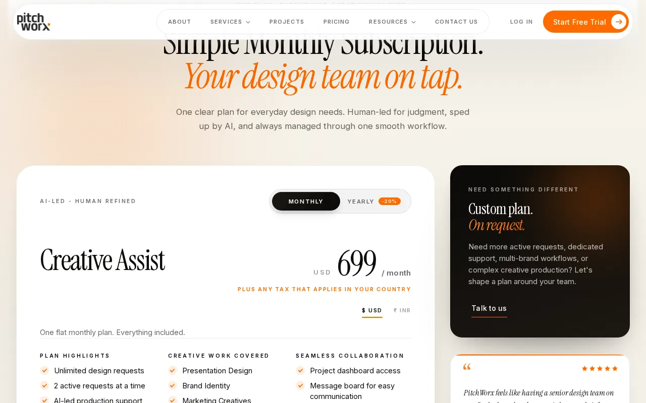 pitchworx — pricing page
