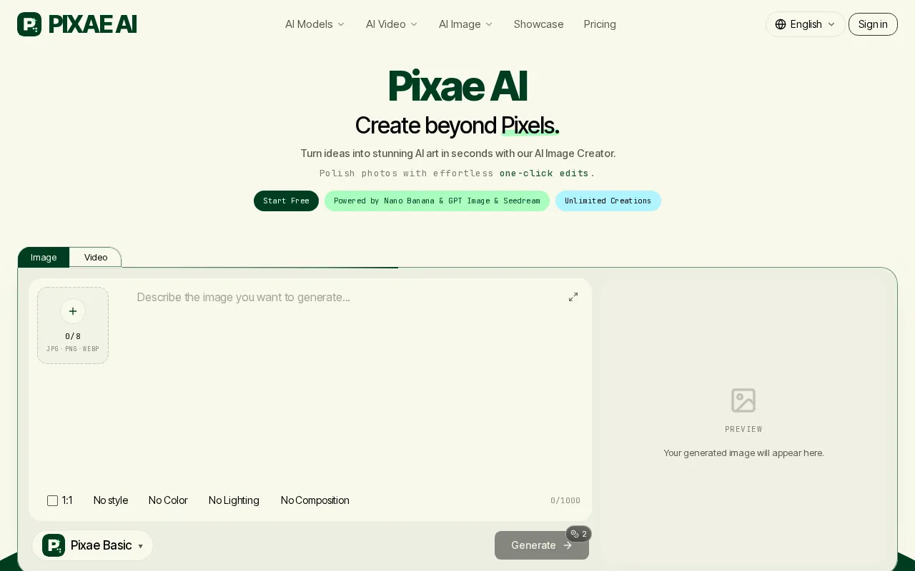 Pixae AI — preview screenshot
