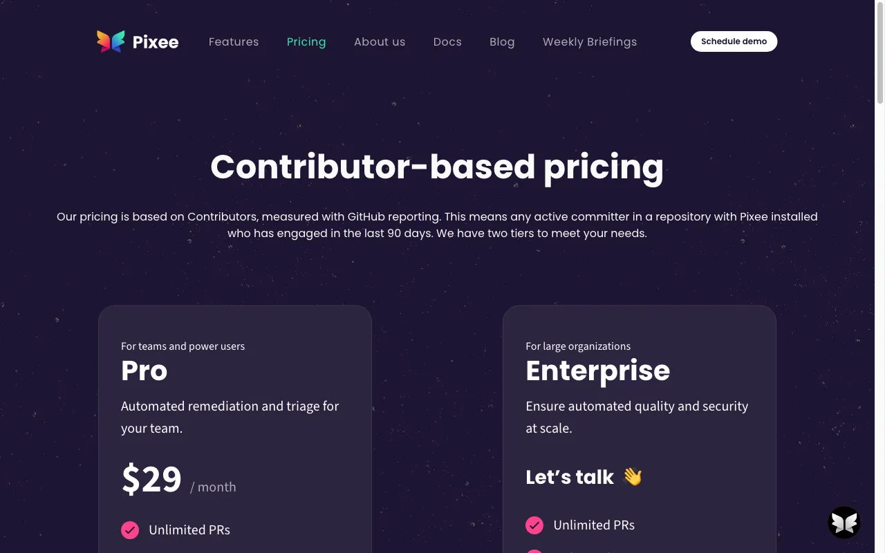 Pixeebot — pricing page