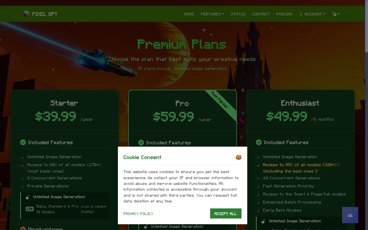 deep-pixels.com — pricing page