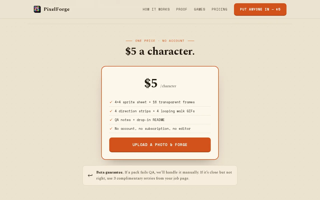 PixelForge — pricing page