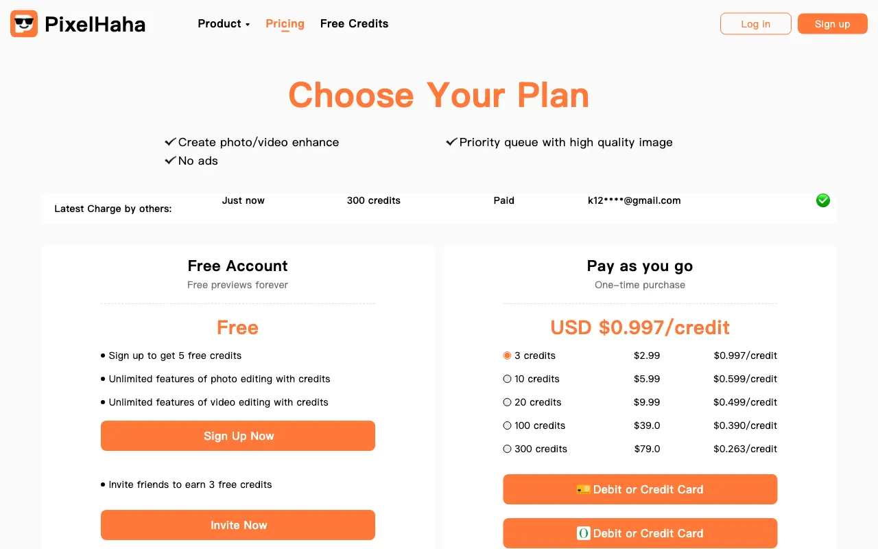 PixelHaha — pricing page