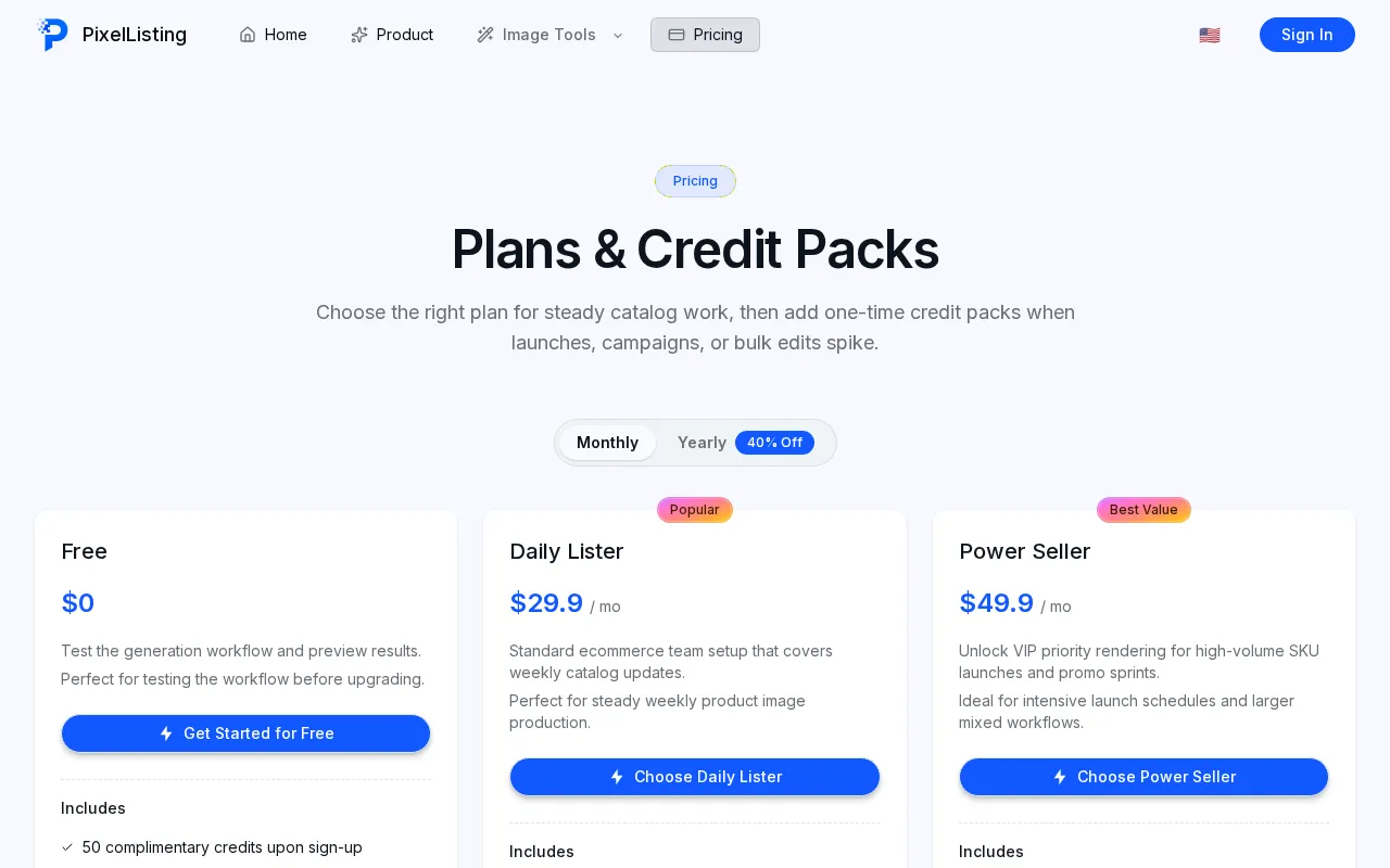 PixelListing — pricing page