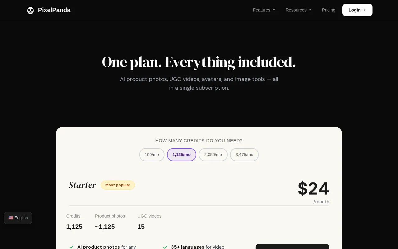 PixelPanda — pricing page