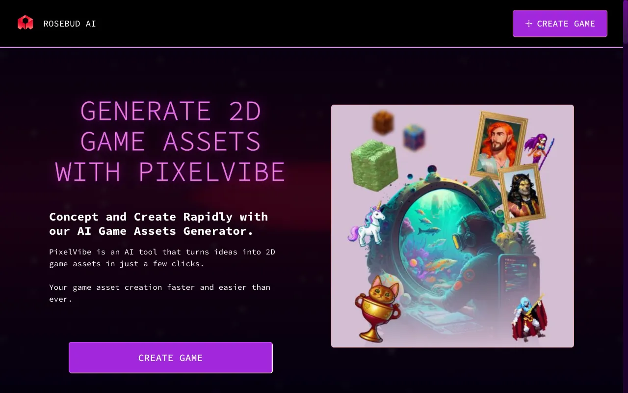 PixelVibe by Rosebud AI — preview screenshot
