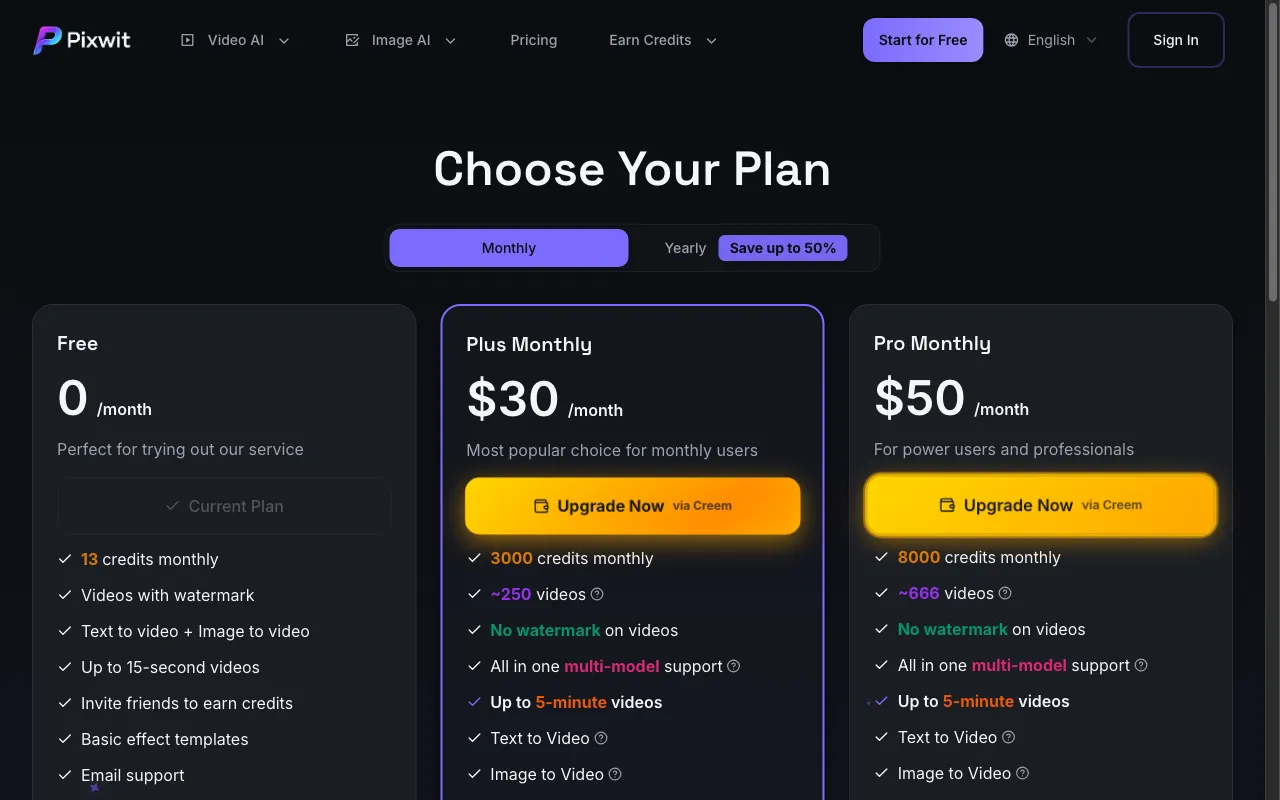 Pixwit — pricing page