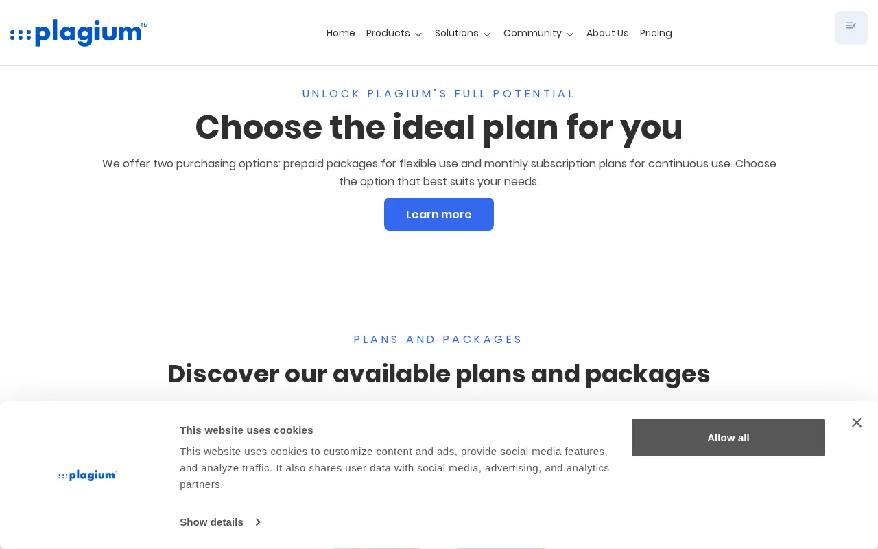 Plagium — pricing page