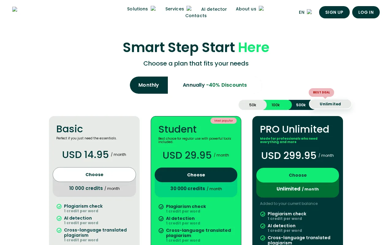 Plagramme — pricing page