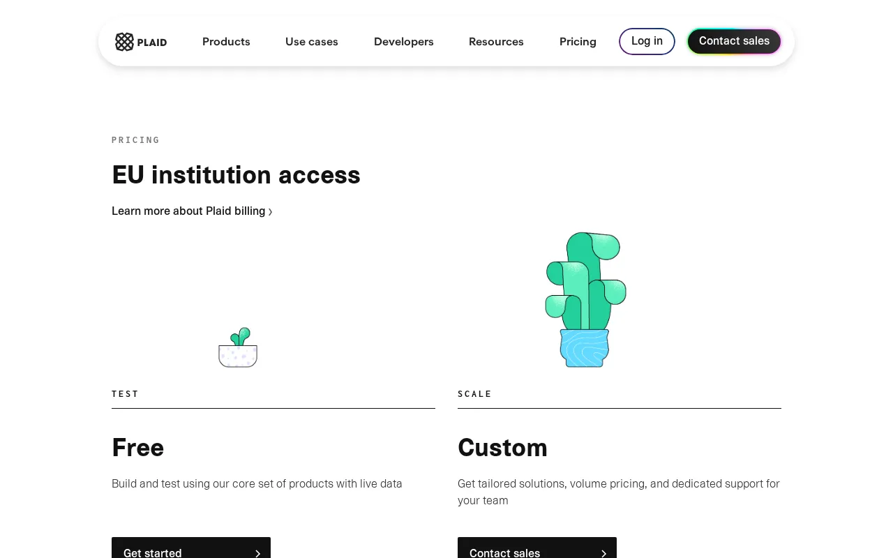Plaid — pricing page