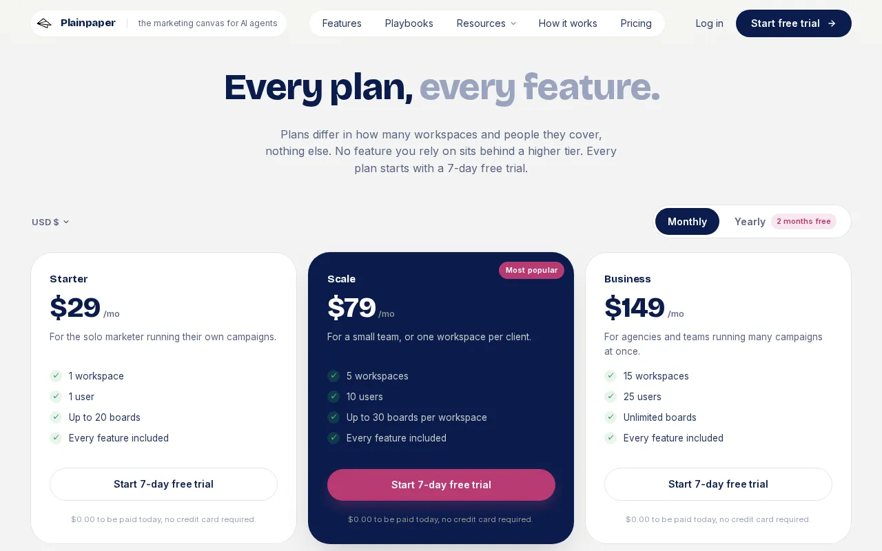 Plainpaper — pricing page