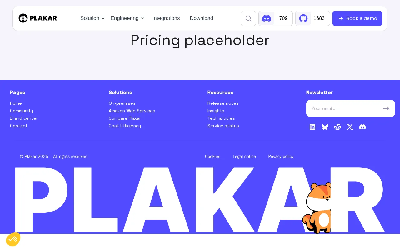 Plakar — pricing page