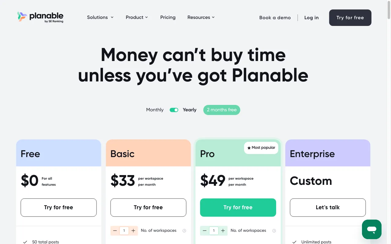Planable — pricing page