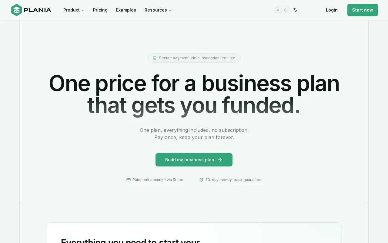 Plania — pricing page