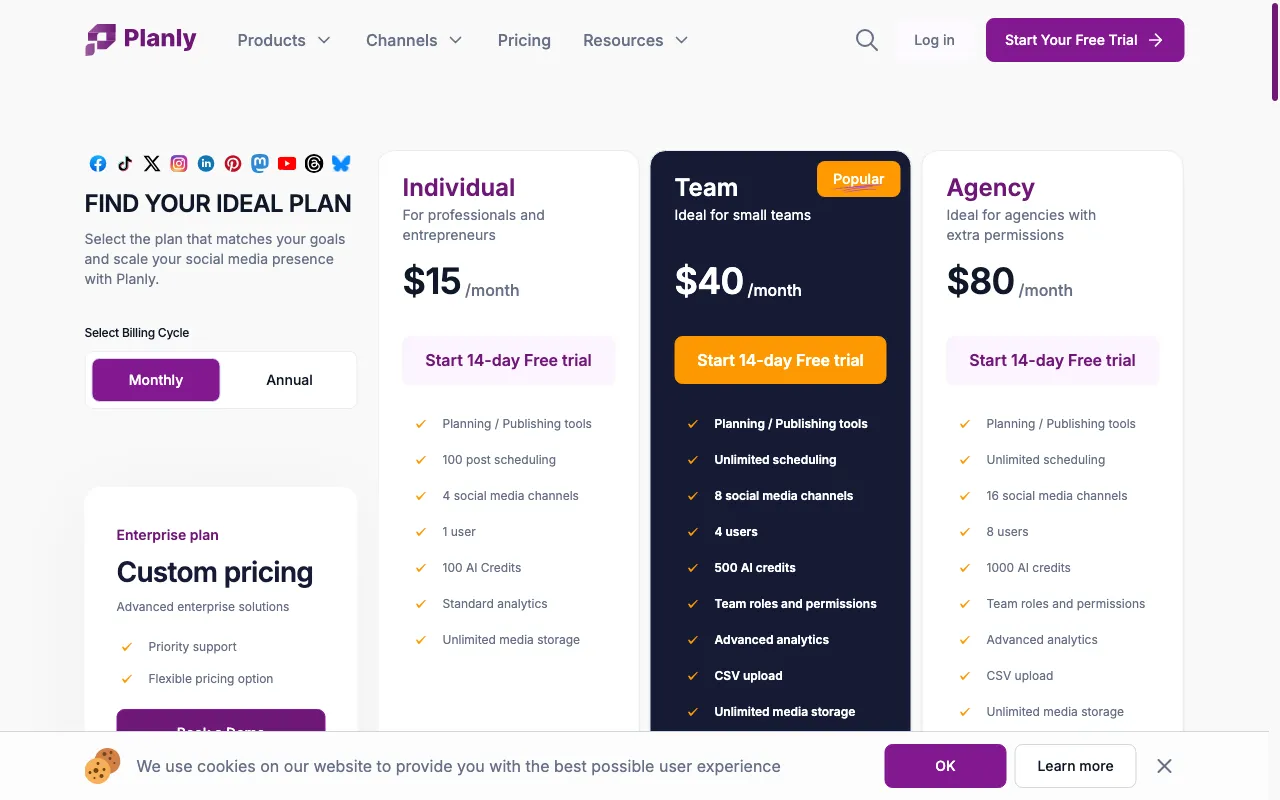 planly.com — pricing page