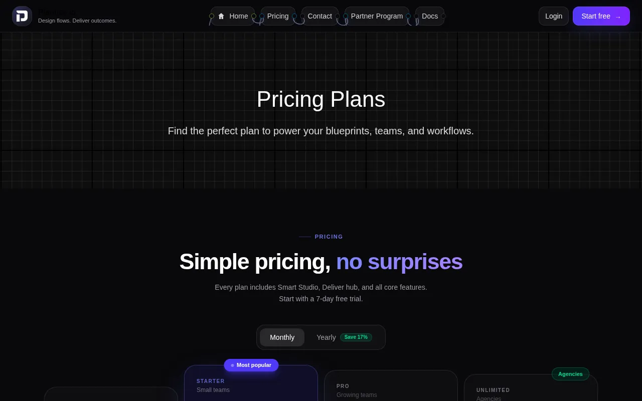 Plannex — pricing page