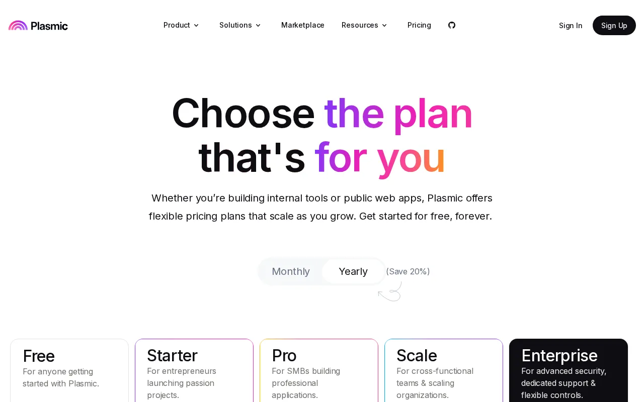 Plasmic — pricing page