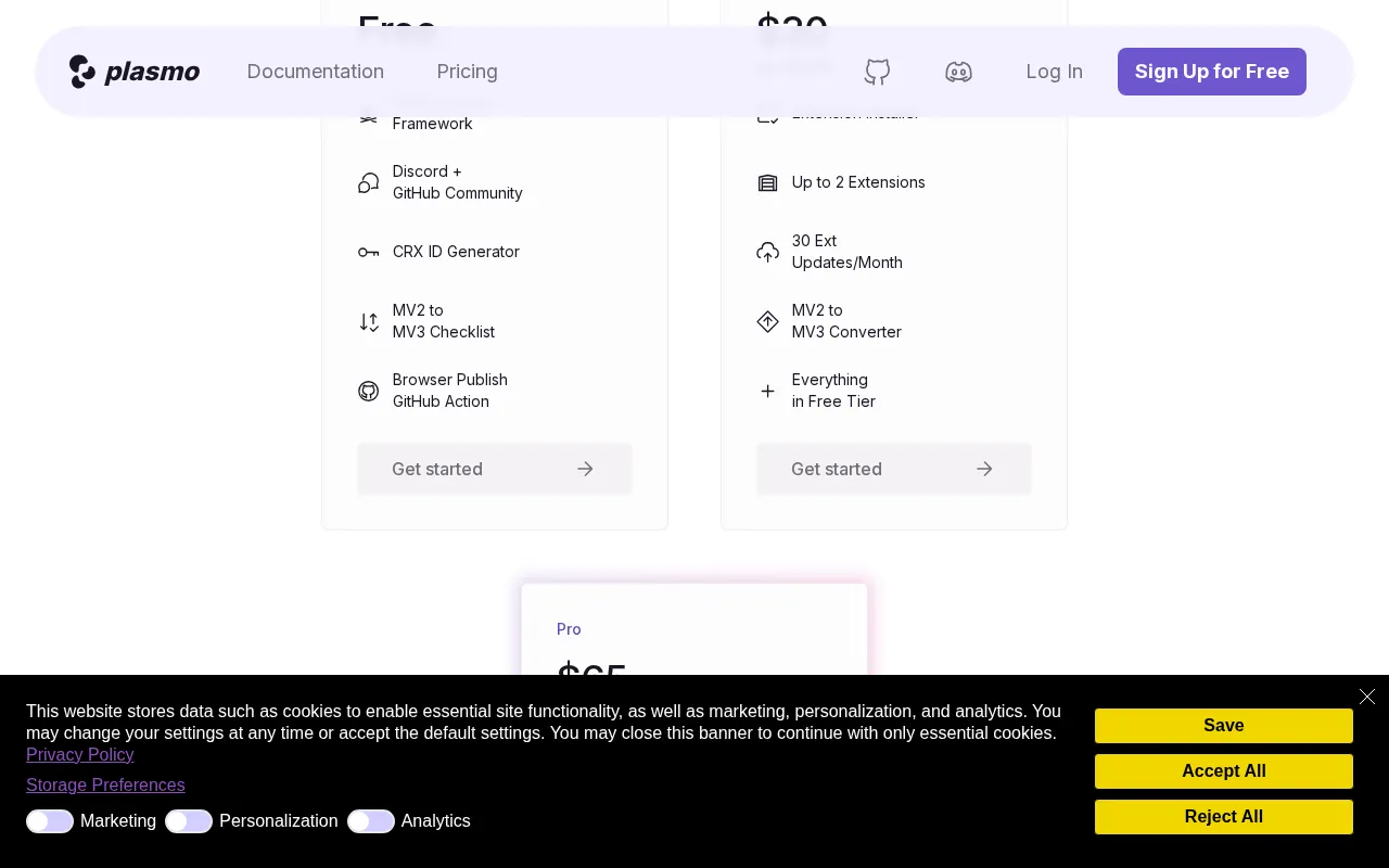 Plasmo — pricing page