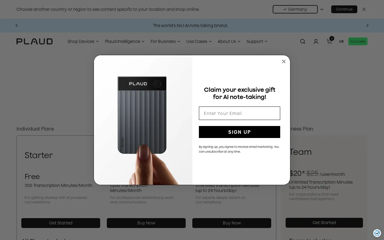 Plaud.ai — pricing page