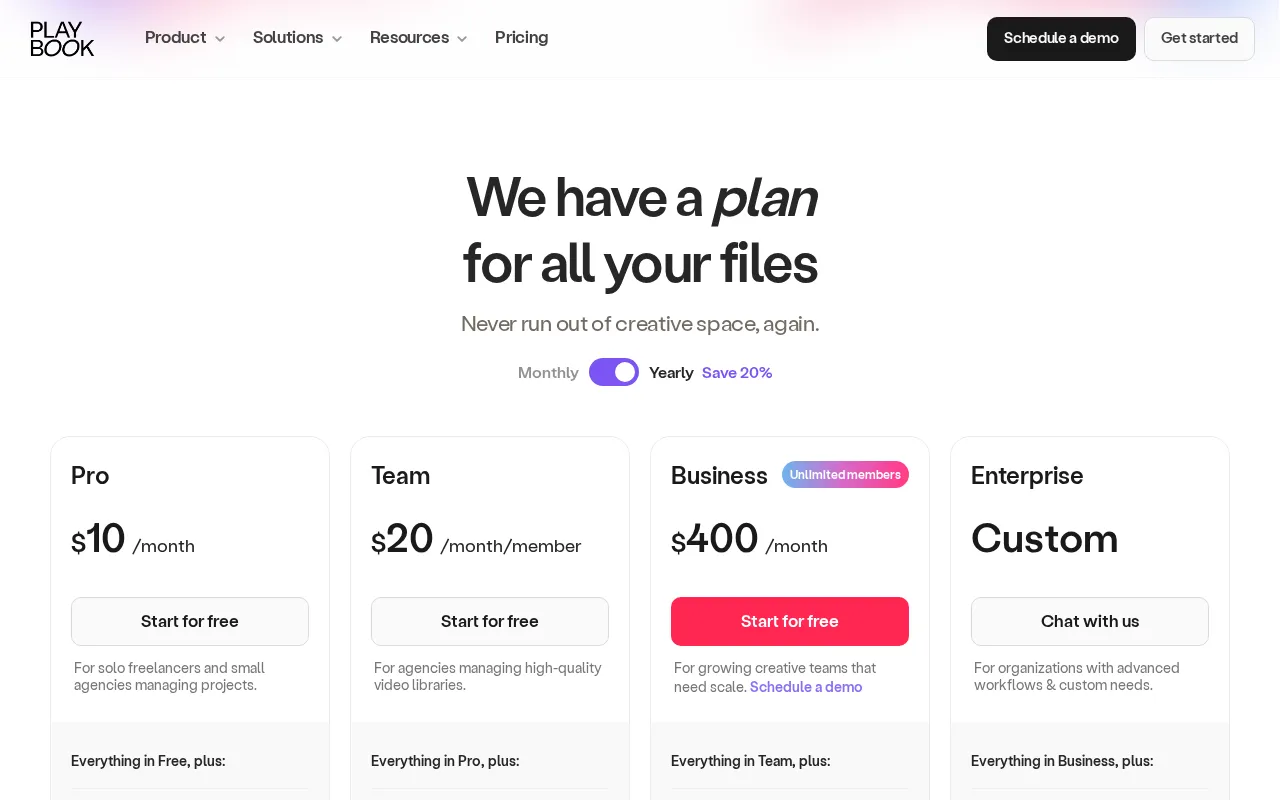 Playbook AI — pricing page