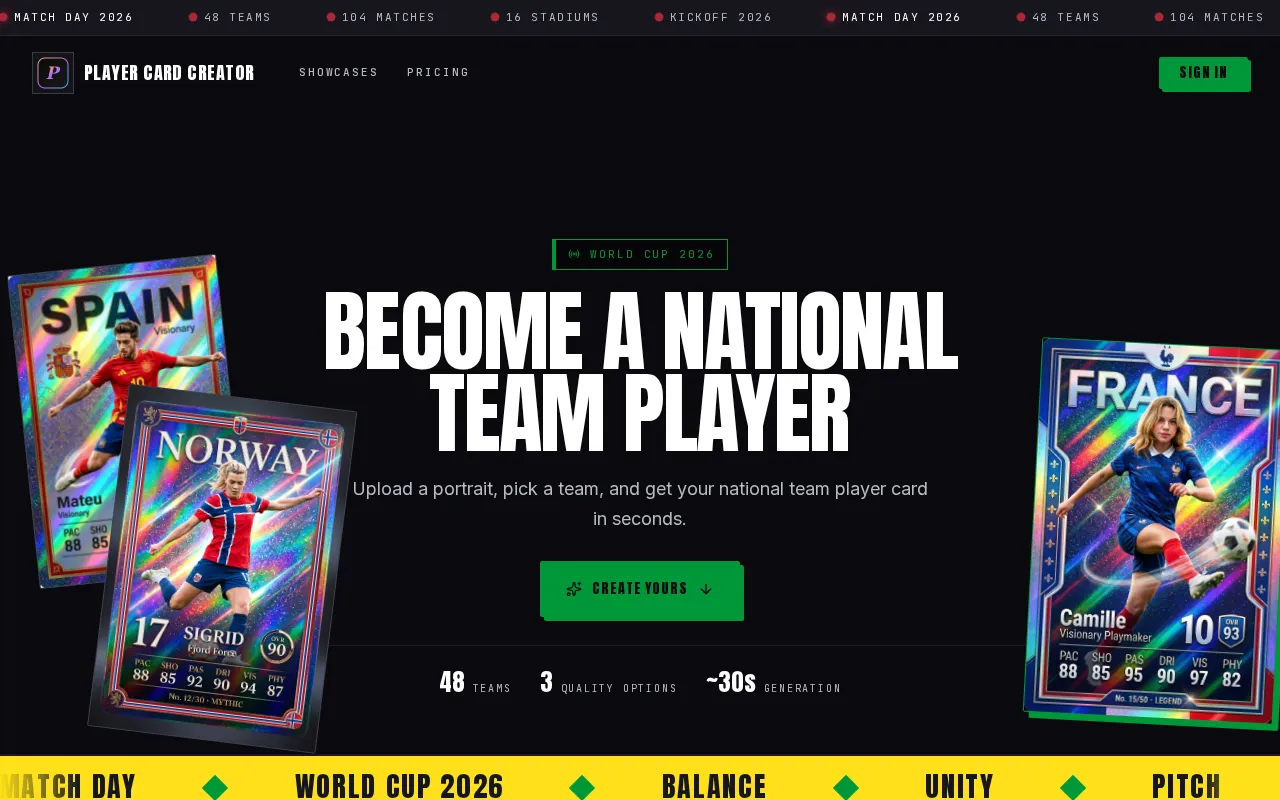 Player Card Creator — preview screenshot