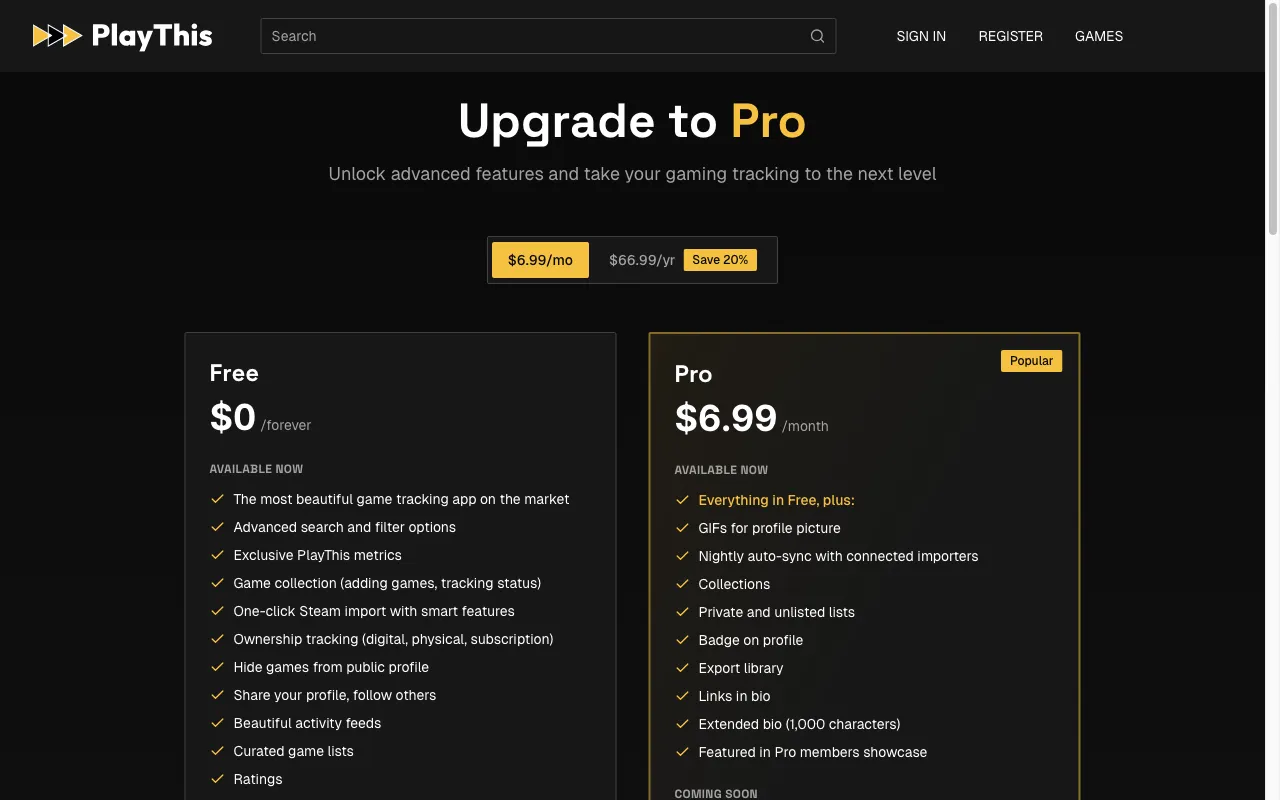 PlayThis — pricing page