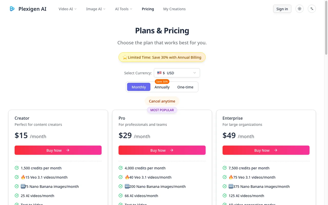 Plexigen AI — pricing page