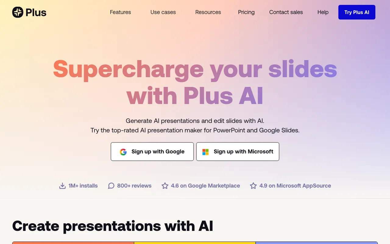Plus AI Presentation Maker — preview screenshot