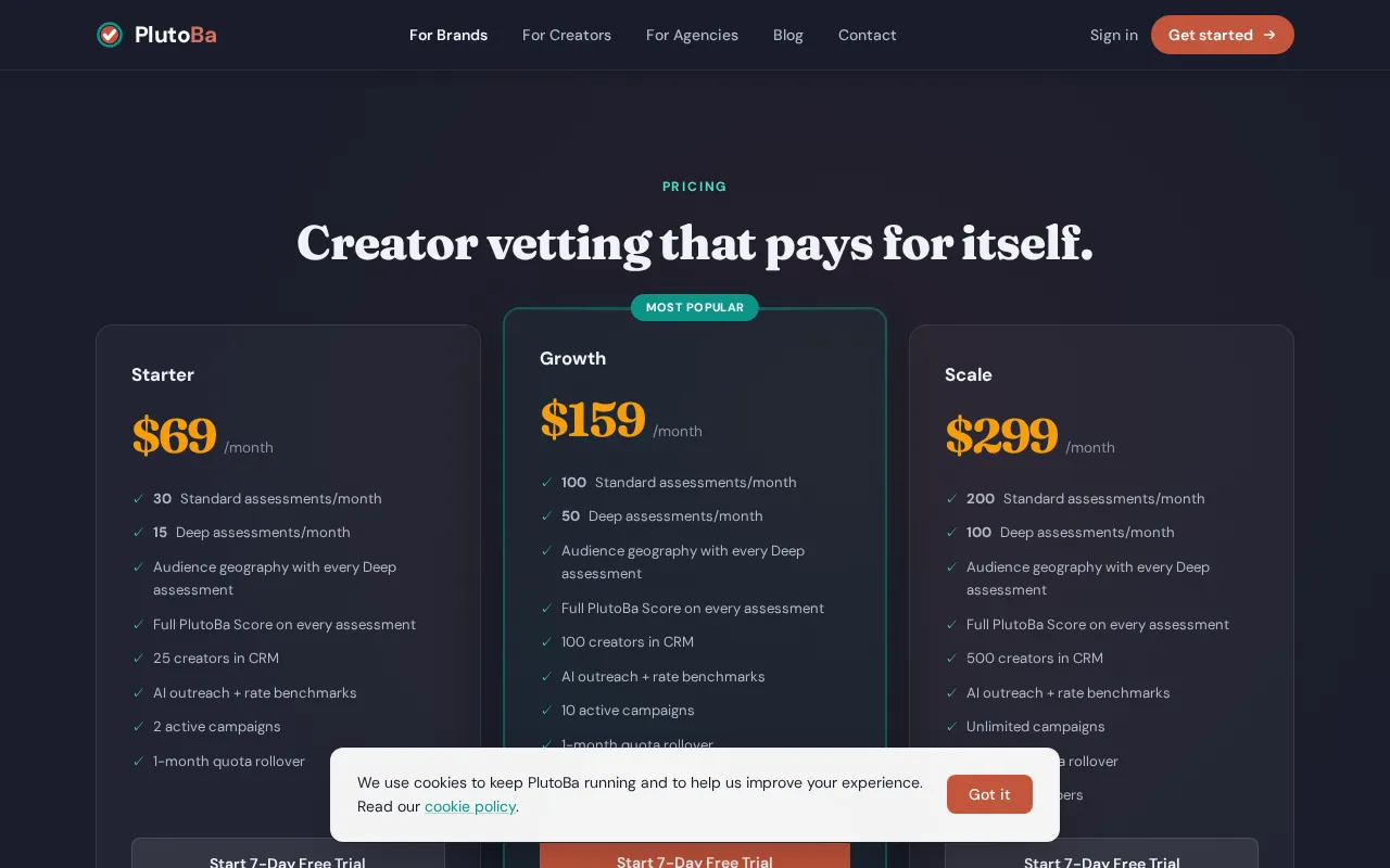 PlutoBa — pricing page
